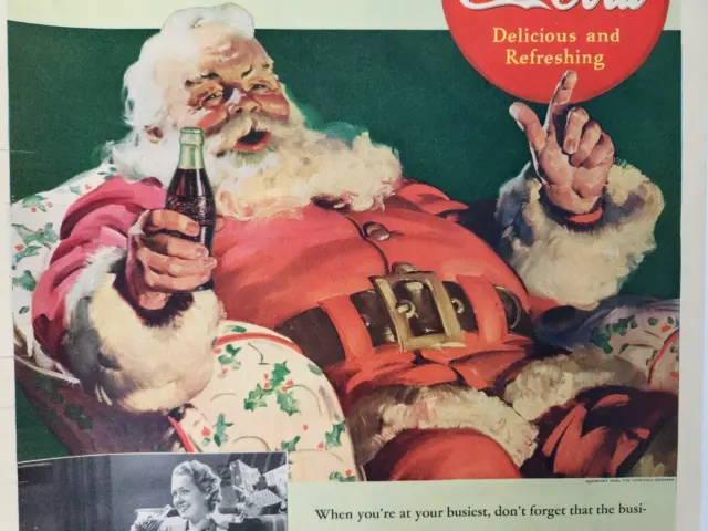 Santa Claus Same To You Coca Cola Ad 1939 Magazine Print Soda Coke Bottle