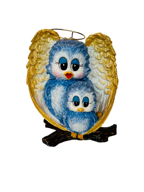 Bluebird figurine blue bird vtg Angel Watching anthropomorphic Sunshine Promises