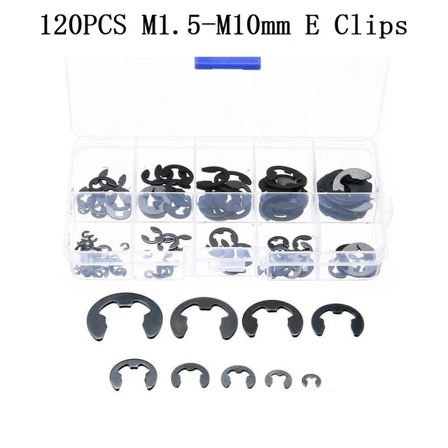 120PCS E Pinces C Circlip 304 Acier Inoxydable E-Clips Attaches Hardware