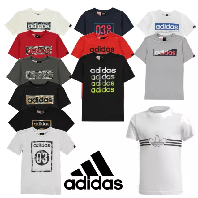 Boys Adidas T Shirts Kids Tops Junior Short Sleeve Tee Age 8 9 10 11 12 13 14 -