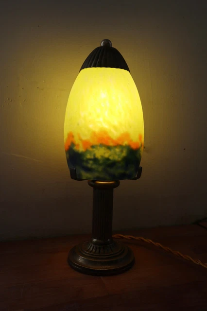 Art Deco Lampe de table signée G V Croismare  (Muller Freres) Pâte de Verre
