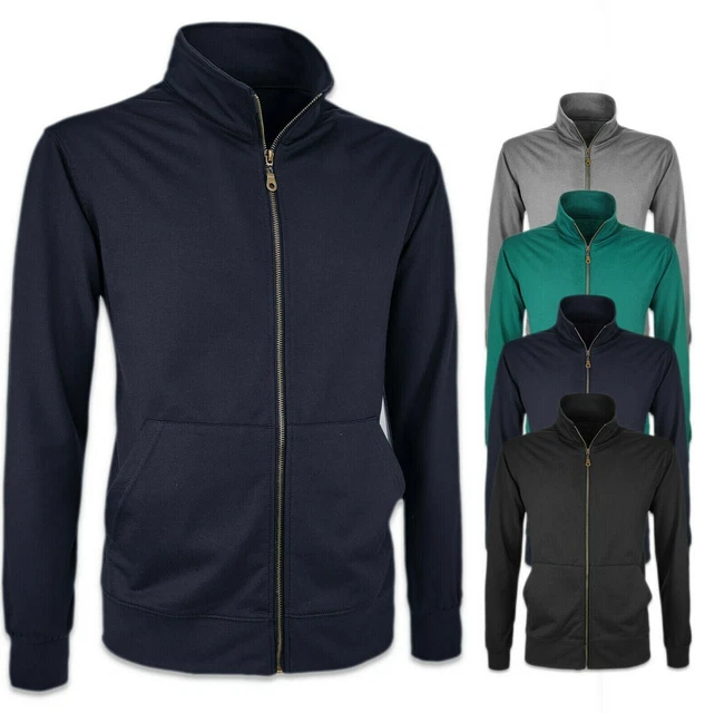 Felpa Uomo Cotone Leggero Con Zip Senza Cappuccio Maglione Basic Cardigan VEQUE