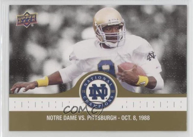 2017 Upper Deck Notre Dame 1988 Championship Gold Tony Rice Ties it up 7-7 #36