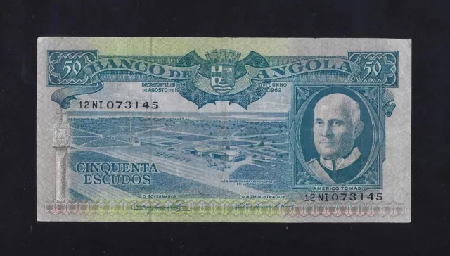 Portugal PORTUGUESE Angola 50 Escudos 1962 P-93 VF++