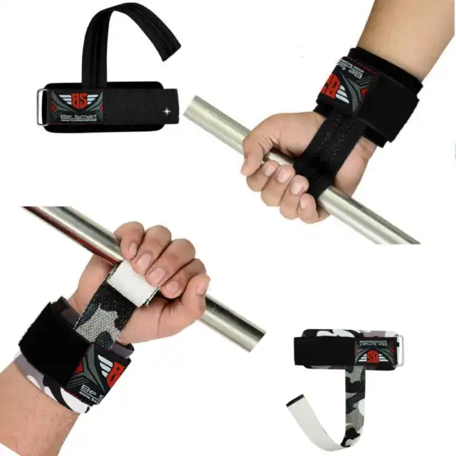 WEIGHT LIFTING Hooks Wrist Grip Straps Gloves Best Steel Pull Up Bar  Support £11.69 - PicClick UK