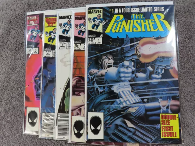 1986 MARVEL Comics THE PUNISHER #1-5 Complete 1st Solo Series MIKE ZECK - VF/MT