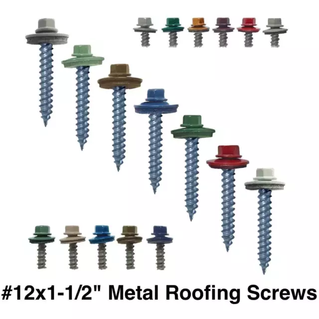 12 x 1-1/2" Hex ReGrip Sheet Metal Roof Screws. Sharp Point Metal to Wood Screw