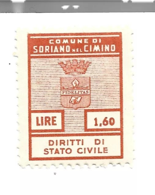 Marca Da Bollo  Comunale  Di  Soriano Del  Cimino   Lire 1,60