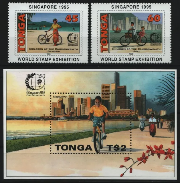 Tonga 1995 - Mi-No. 1382-1383 & Block 22 ** - MNH - Bicycles / Bikes