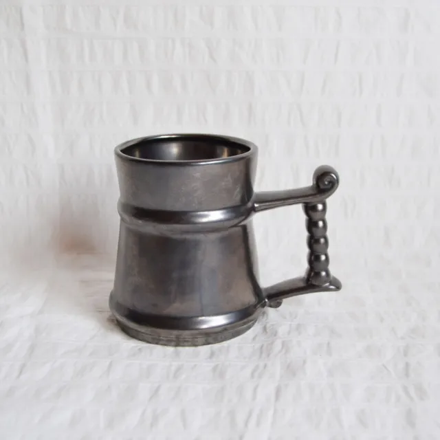 Prinknash Pottery Mug Tankard, Small Pewter Grey Metallic Glaze 10cm
