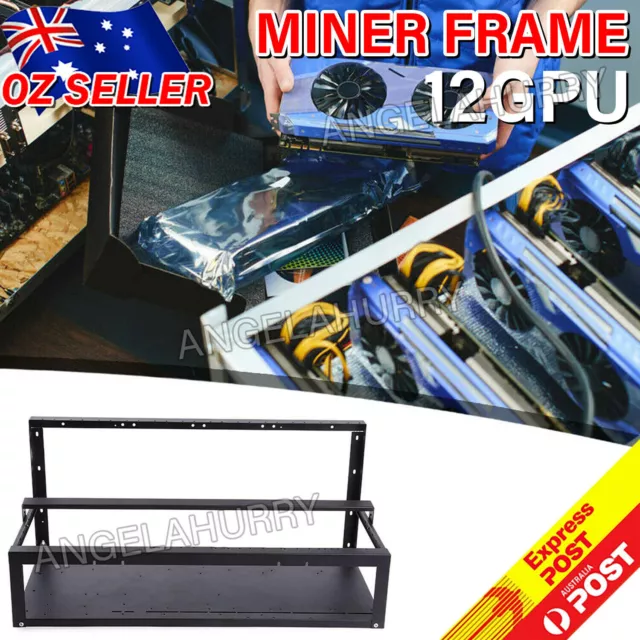 6/12 GPU Mining Rig Open Air Steel Miner Rig Case Parts Frame Coin Rack NEW