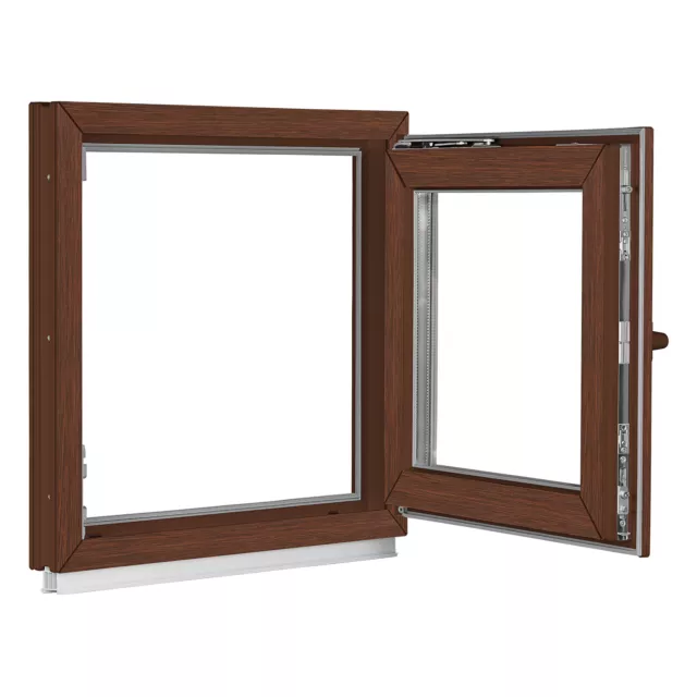 Fenster 2-fach Verglasung BxH 500x600 mm innen/außen Nussbaum Premium