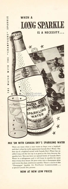 1937 Canada Dry's Sparkling Water Chess Theme Vintage Print Ad