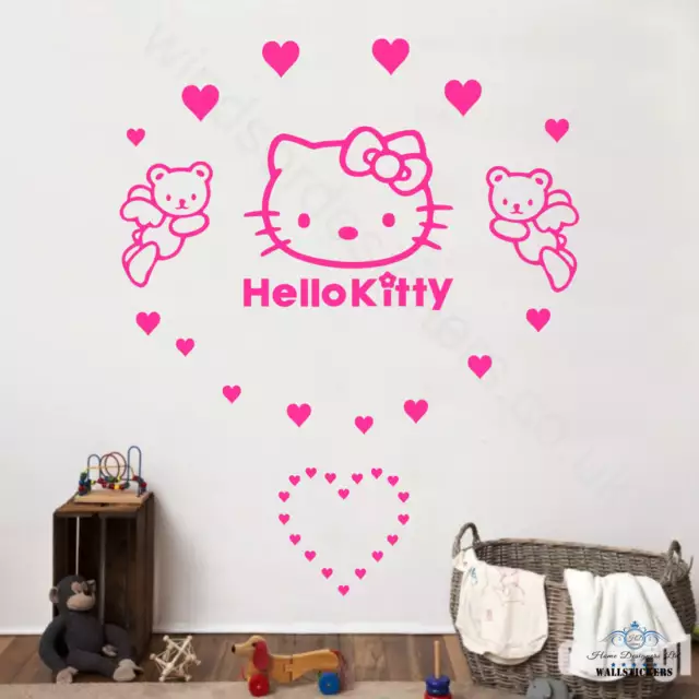 HELLO KITTY Set Wandtattoo Aufkleber Kinderzimmer Transfer Mädchenzimmer