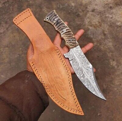 Ab Fancy Custom Handmade Damascus Hunting Knife Handle Made By Wolf