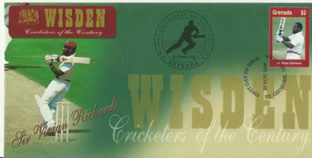 GRENADA WISDEN 2000 CRICKET SIR VIVIAN RICHARDS 1v FIRST DAY COVER No 4 of 4