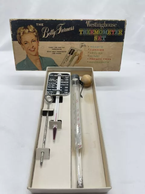 VTG Candy Meat Thermometer Set 1950's Westinghouse Betty Furness Roast In Box