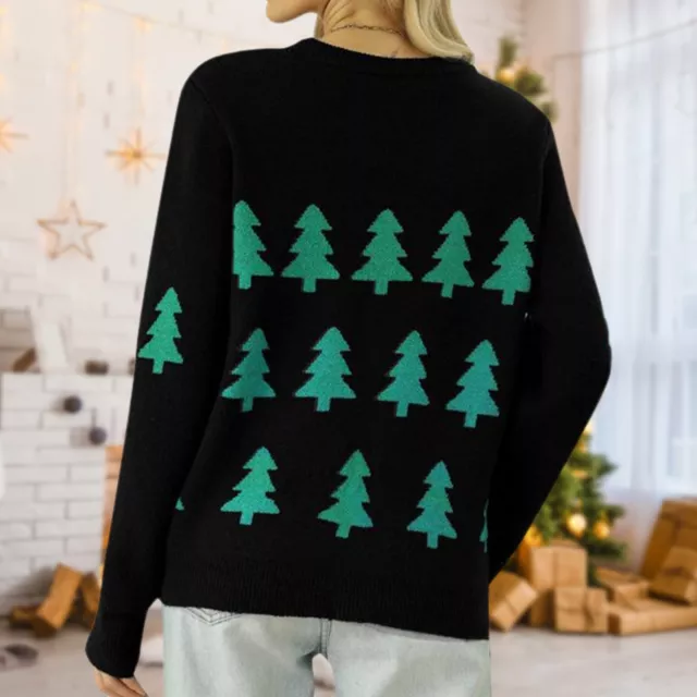 Women Loose Fit Crochet Pullovers Christmas Tree Pattern Casual Vacation Outfit 3