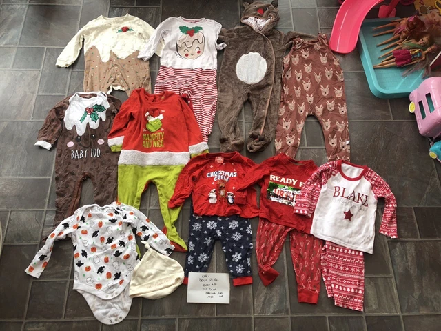 Pacchetto abiti natalizi ragazze ragazzi età 12-18 mesi pigiama Next F&F Grinch