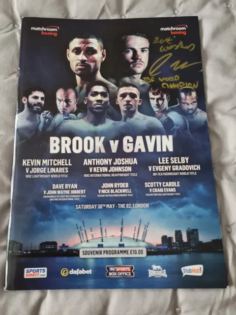 anthony joshua programme from Brook V Gavin Fight. Hand Signed By LEE SELBY.