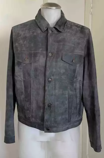 JAKETT NYC NWT Meryl Vintage Greystone Gray Soft Leather Utility Shirt  Jacket S