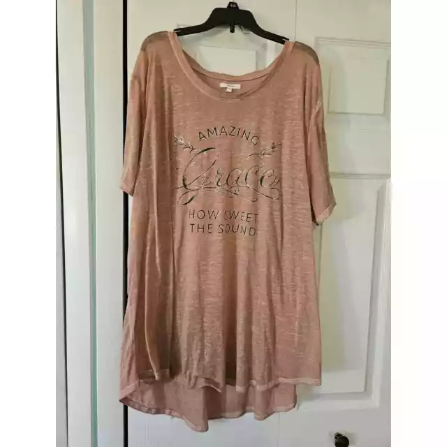 Amazing Grace How Sweet The Sound Rose Gold Pink Women's Top Sz 3