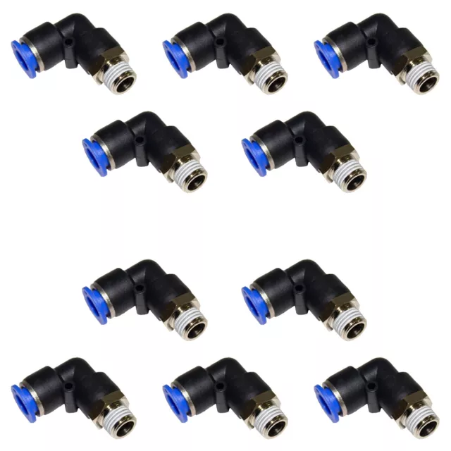 10pcs 3/8" OD Tube X 1/4" NPT Pneumatic Elbow, Push To Connect Air Fitting