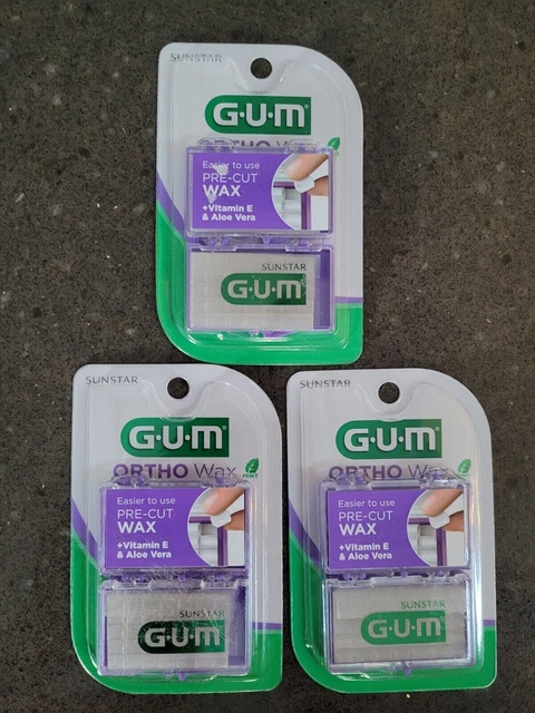 Sunstar GUM Ortho Wax Vitamin E & Aloe Vera Pre-Cut 3PACK!