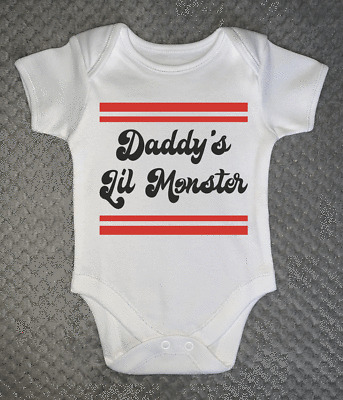 Daddy's Lil Monster Baby Grow bodysuit funny novelty gift vest