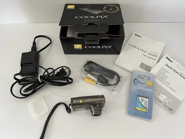 NIKON COOLPIX S600 10.0MP Digital Camera w/Box, 2 batteries