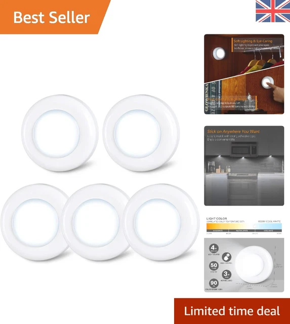 TAP LIGHT PUSH Lights, Stick on LED Touch Puck Lights AAA Battery ...
