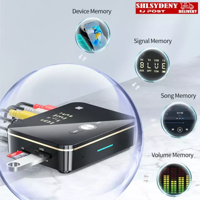 2 in 1 Transmitter Receiver Wireless NFC to 2RCA Stereo Adapter USB Bluetooth