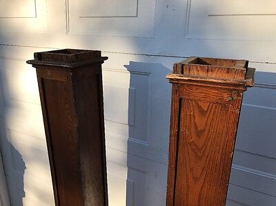 Vintage Pair of 66" Tall Oak Columns, Square w/ Nice Detail & Patina! 12