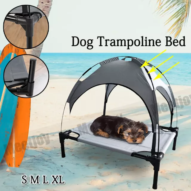 Pet Dog Trampoline Bed Cat Elevated Hammock With Canopy Raised Extra Large AU