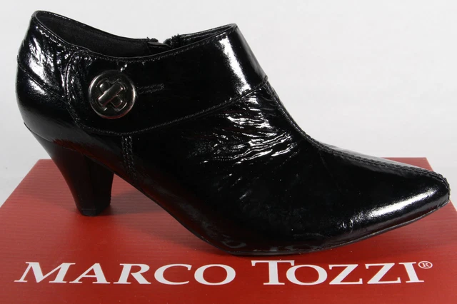 Marco Tozzi Mules Escarpins Chaussures Basses Vernis Simili Cuir Noir Neuf
