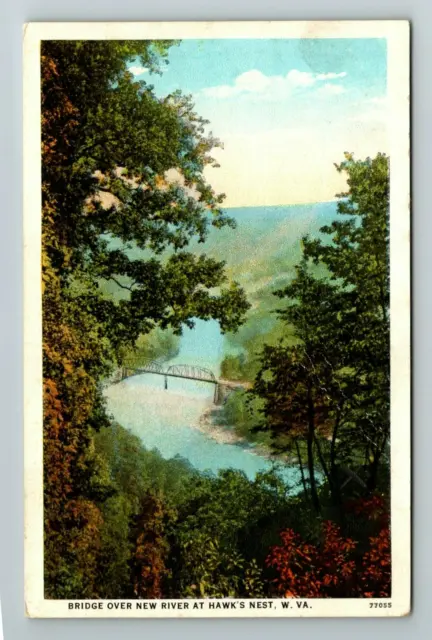 WV- West Virginia, Aerial View Bridge Over New River, Vintage Postcard