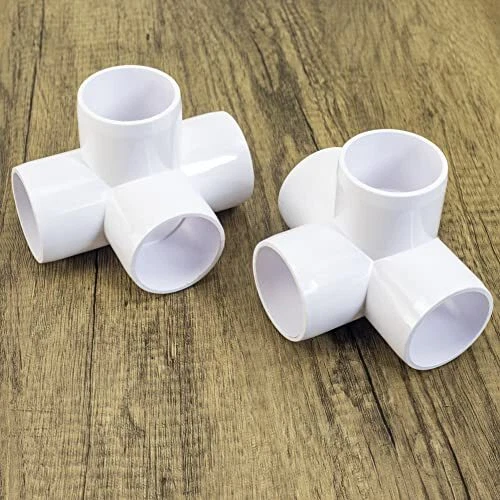 2PCS 2 Inch SCH40 4 Way Cross PVC Connector Elbow Pipe Fitting Coupling White