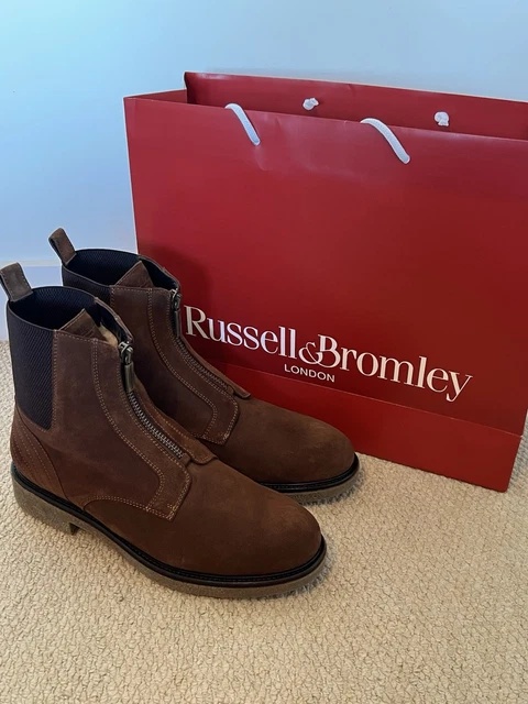 RRP£375 RUSSELL AND Bromley Zip Code Dryleks Zip Up Boot In Suede Size ...