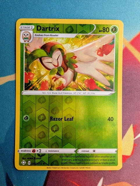 dartrix pokemon card value 012/189 Colorless Razor Wing (60) Weakness Fire ×2 Resistance None None Retreat Cost Dartrix #10 Prices | Pokemon