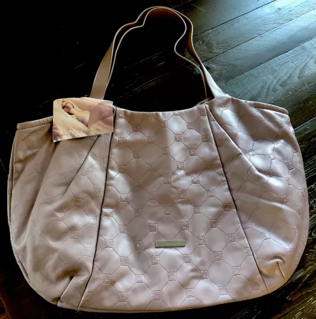 NWT New BCBG Maxazria Soft Faux Leather Large Pale Pink Fragrance Tote Bag