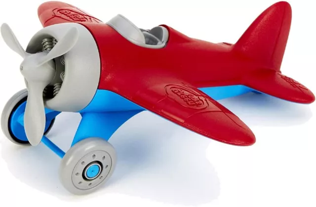Green Toys Airplane Toy with Blue Wings and Red Landing Gear