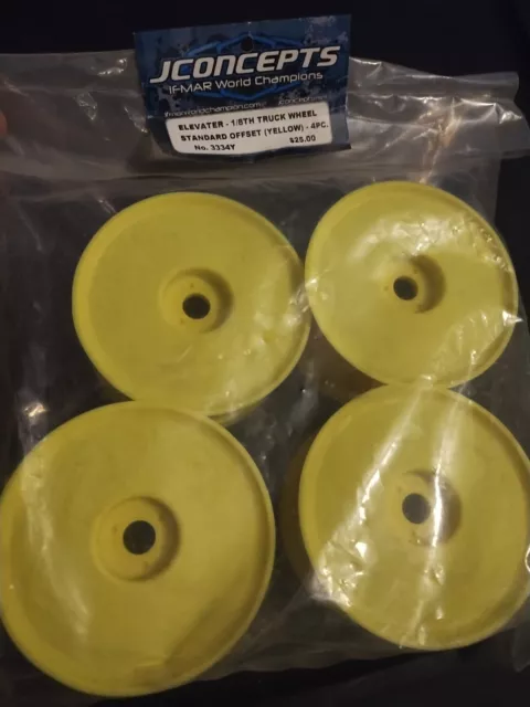 Jconcepts Elevator 1/8th Truck Wheels Standard Offset Yellow 4pc. No.3334Y