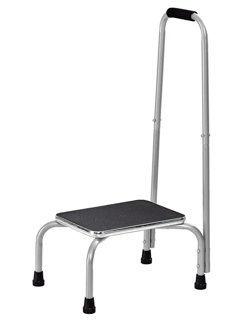 Trittstufe aus Stahl-Verchromt, mit Haltegriff Stufenhöhe 24 cm und bis 150 Kg