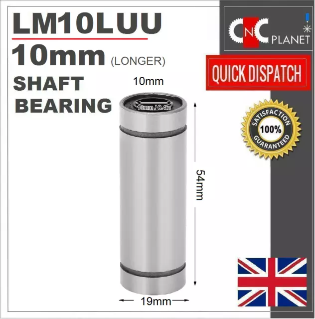 LM10LUU 10mm Linear shaft bar Rail slide Bearing Longer Motion 3D Printer CNC UK