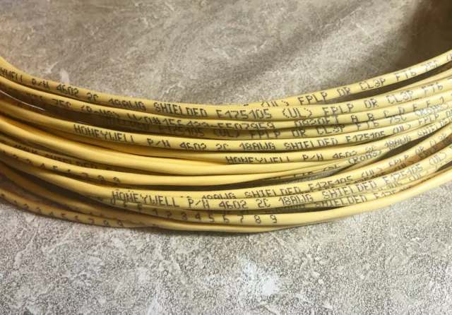 Honeywell  18 Awg 2 Conductor Shielded Fplp Yellow Plenum Wire 100' Length