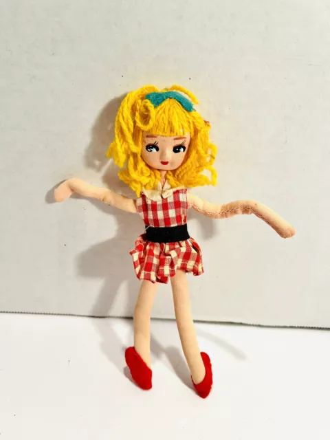 Vintage Little Big Eye Pose Doll Red Outfit Blonde Bradley Style - Adjustable