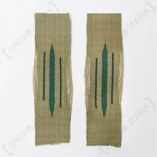 WW2 German Generic EM Bevo Litzen Collar Tabs - Dark Green Reproduction