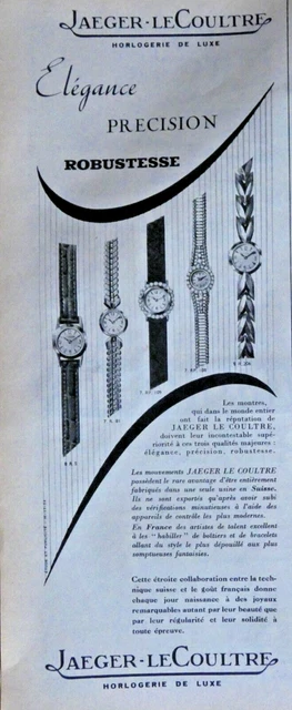 1956 PRESS ADVERTISEMENT JAEGER LECOULTRE WATCH for women luxury watchmaking