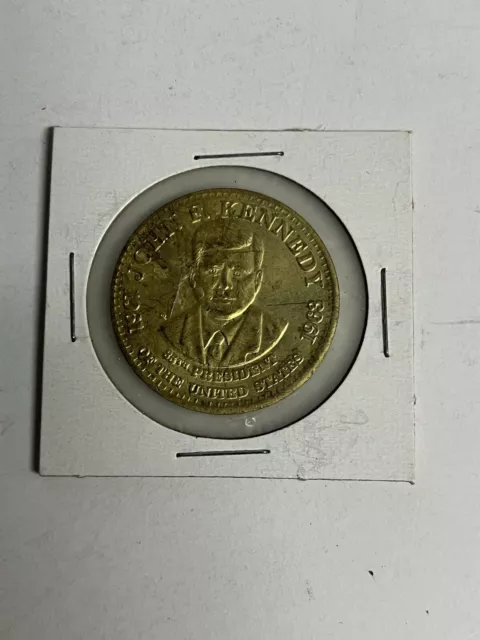 John F. Kennedy Commemorative Gold Tone Coin 1961-1963 Diameter 1.25 Inches