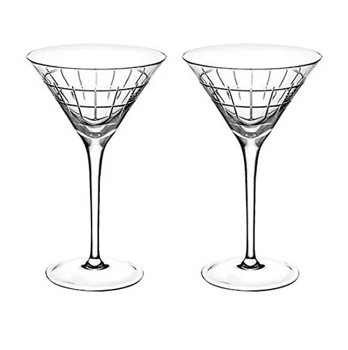 Christofle Graphik Crystal Martini Glasses Pair #7945023 Brand Nib Save$$ F/Sh